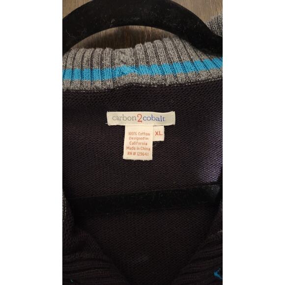 Carbon 2 Cobalt Sweater Mens Sz XL Black 1/4 Button Outdoor Tight Knit Cabincore - Picture 2 of 8